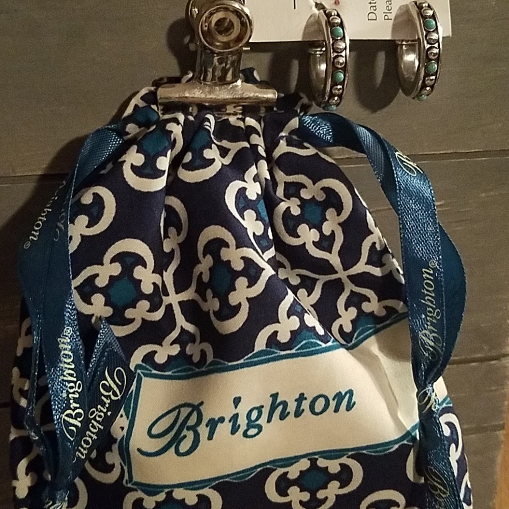 Brighton Turquoise and Silver Hoop Earrings